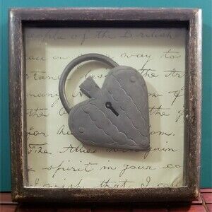 Vintage Metal Heart Shaped Lock Shadowbox 9.5"x9.5"x1.5"